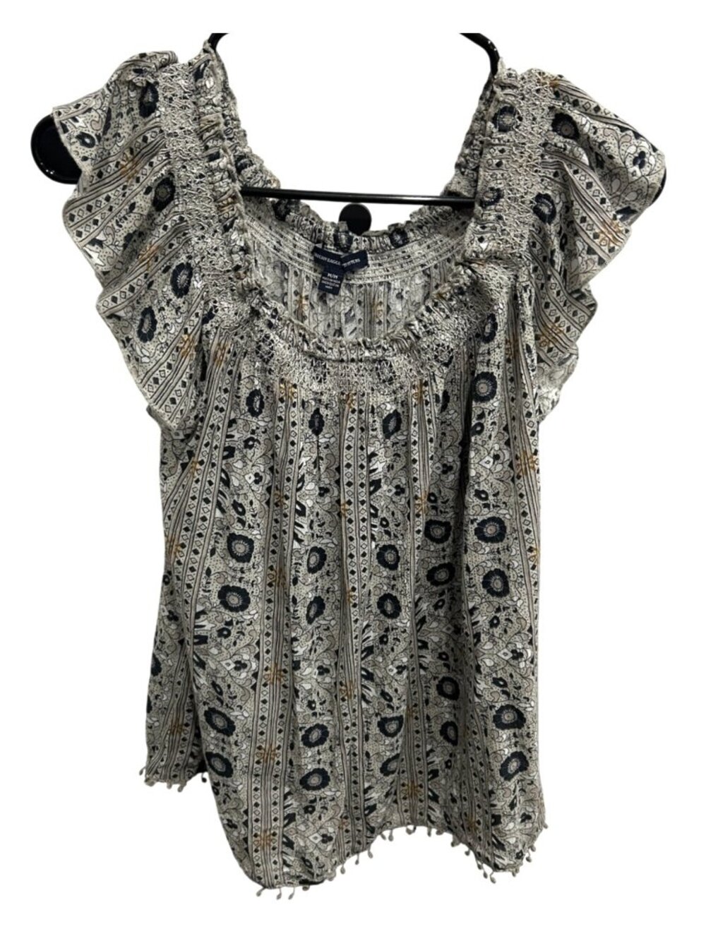 American Eagle Outfitters Medium Boho Style Smocked Top Floral Print Coquette